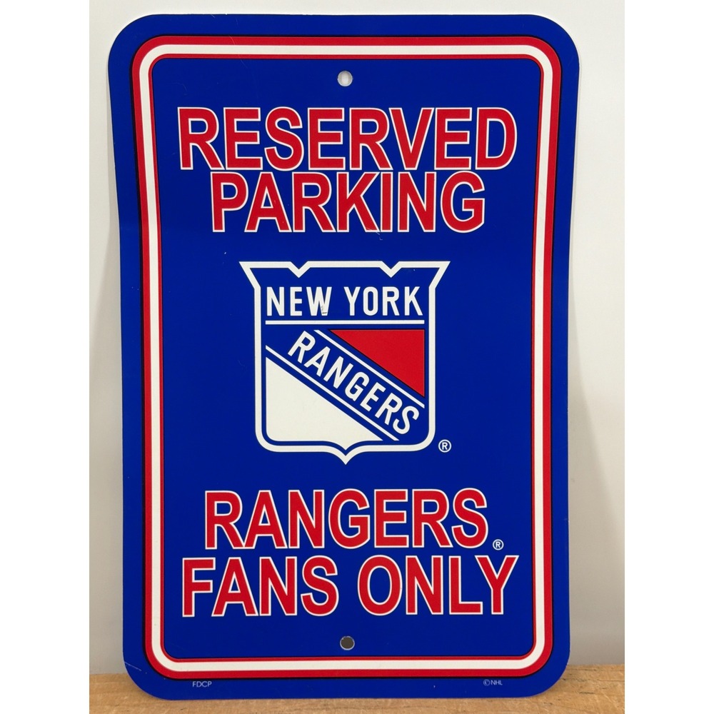 New York Rangers NHL Reserved Parking Sign Blue Plastic Wall Decor Fan Cave